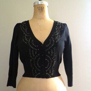 Forever 21 Vintage 3/4 Sleeve Crop Beaded Cardigan